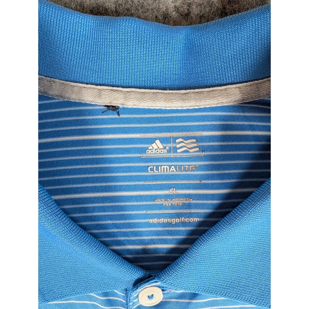 Adidas Golf Climalite Mens Blue White Striped Performance Polo Shirt‎ XL 4416